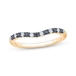Adore Black & White Diamond Contour Anniversary Ring 1/4 ct tw 14K Yellow Gold