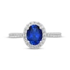 Thumbnail Image 3 of Oval-Cut Blue Lab-Created Sapphire & White Lab-Created Sapphire Halo Ring Sterling Silver