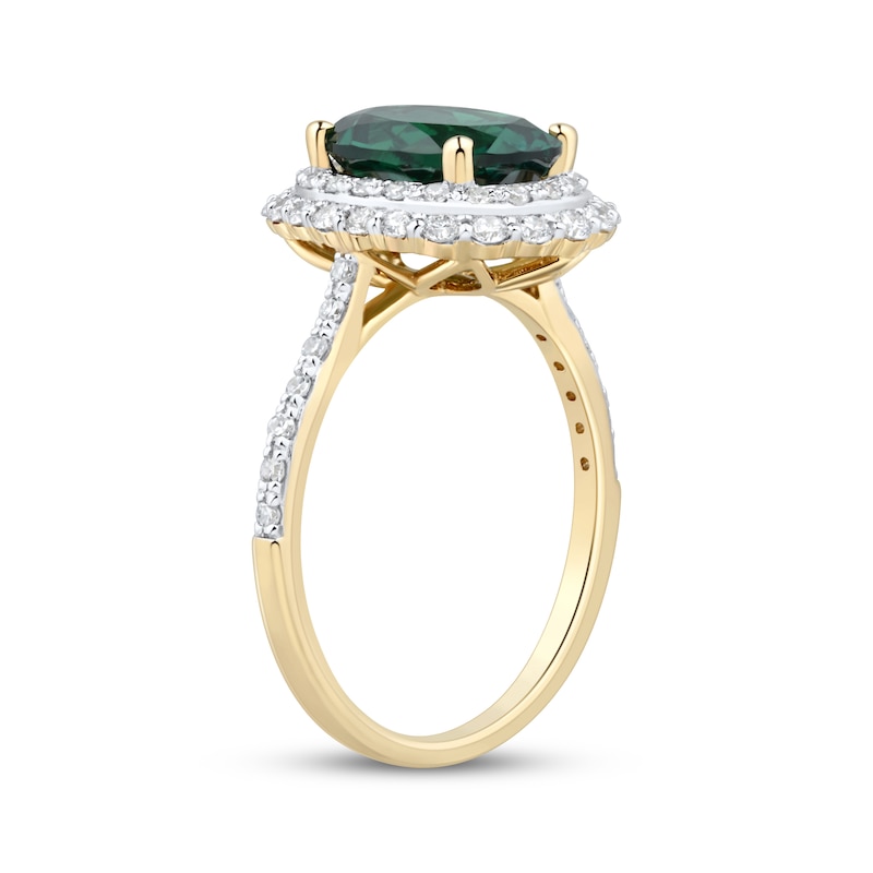 Main Image 2 of KAY Lab-Grown Diamonds Oval-Cut Lab-Created Emerald Ring 1/2 ct tw 10K Yellow Gold