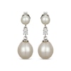 Thumbnail Image 2 of Cultured Pearl & White Lab-Created Sapphire Drop Earrings Sterling Silver