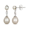 Thumbnail Image 3 of Cultured Pearl & White Lab-Created Sapphire Drop Earrings Sterling Silver