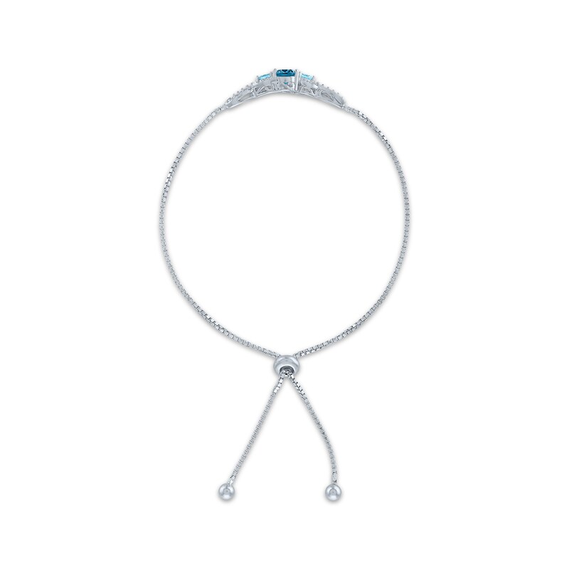 Main Image 2 of Oval-Cut London Blue Topaz, Round-Cut Swiss Blue Topaz & White Lab-Created Sapphire Bolo Bracelet Sterling Silver