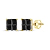 Thumbnail Image 1 of Men's Square-Cut Black Diamond Quad Stud Earrings 1 ct tw 10K Yellow Gold