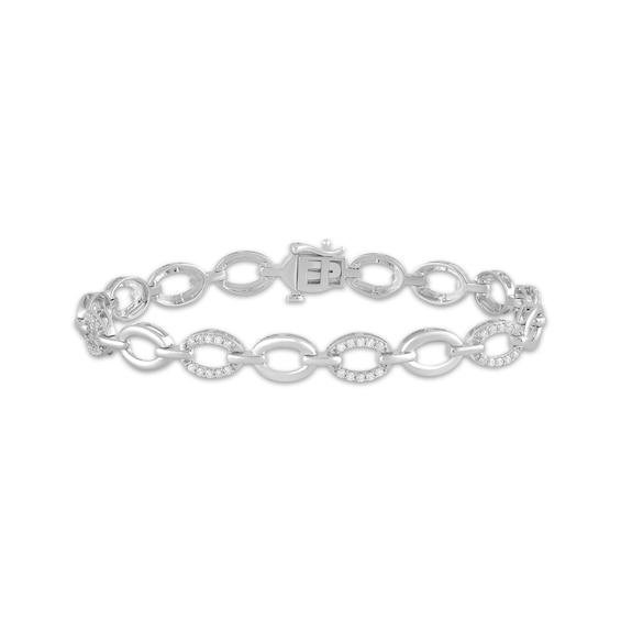 KAY Lab-Grown Diamonds Alternating Oval Link Bracelet 1/2 ct tw Sterling Silver 7.25"