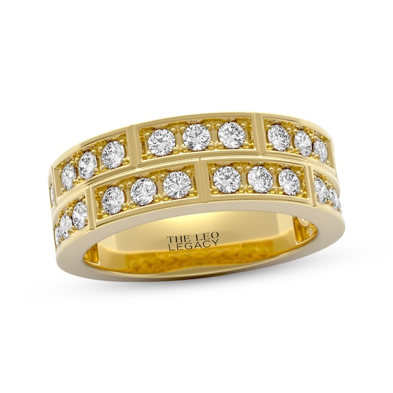 THE LEO Legacy Lab-Grown Diamond Men's Two-Row Wedding Band 1 ct tw 14K Yellow Gold