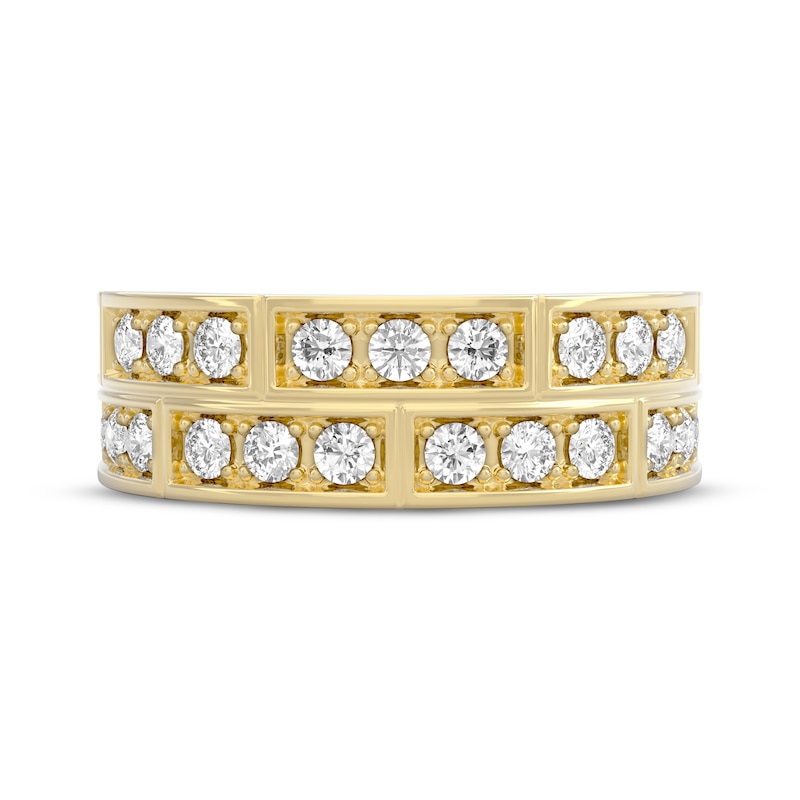 Main Image 3 of THE LEO Legacy Lab-Grown Diamond Men's Two-Row Wedding Band 1 ct tw 14K Yellow Gold