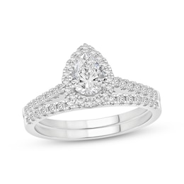 Adore Pear-Shaped Diamond Halo Bridal Set 1 ct tw 10K White Gold