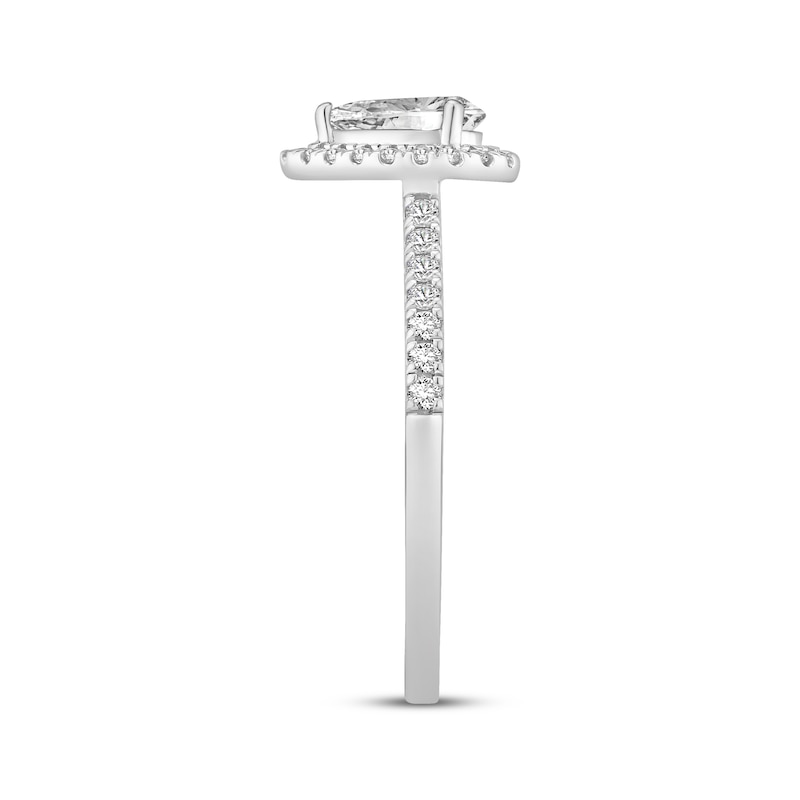 Main Image 5 of Adore Pear-Shaped Diamond Halo Bridal Set 1 ct tw 10K White Gold