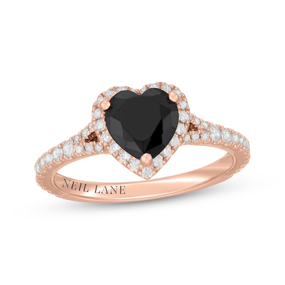 Neil Lane Heart-Shaped Black Diamond & White Diamond Engagement Ring 1-1/2 ct tw 14K Rose Gold