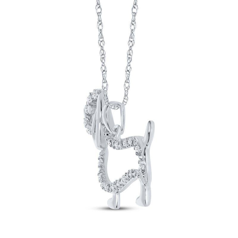 Main Image 2 of Diamond Dachshund Necklace 1/10 ct tw 10K White Gold 18"