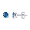 Thumbnail Image 1 of London Blue Topaz Solitaire Stud Earrings 14K White Gold