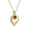 Thumbnail Image 2 of Garnet & Puff Heart Charm Toggle Necklace 24K Yellow Gold Vermeil Sterling Silver 18"