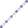 Thumbnail Image 2 of Heart-Shaped Amethyst Bracelet Sterling Silver 7.25"