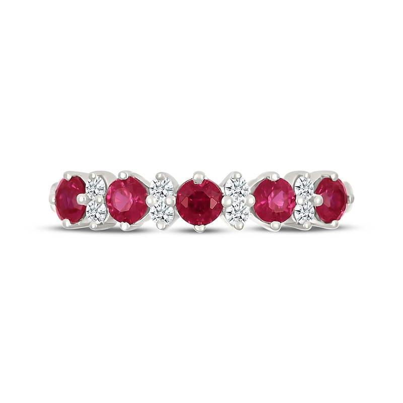 Main Image 3 of Lab-Created Ruby & White Lab-Created Sapphire Stackable Ring Sterling Silver