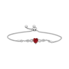 Thumbnail Image 1 of Heart-Shaped Lab-Created Ruby & White Lab-Created Sapphire Bolo Bracelet Sterling Silver