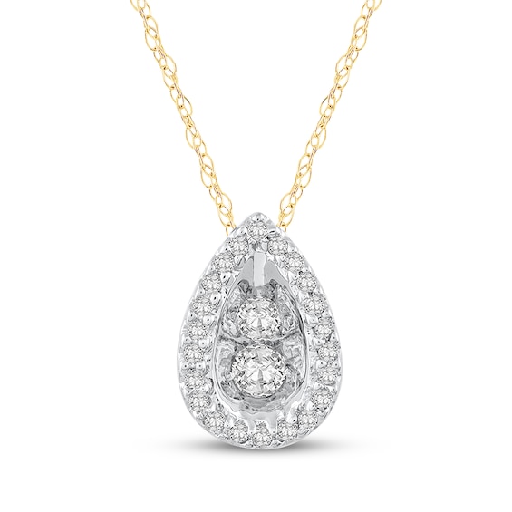 Diamond Teardrop Necklace 1/5 ct tw 10K Yellow Gold 18"