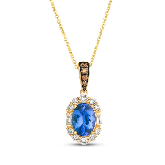 Le Vian Oval-Cut Tanzanite Necklace 1/3 ct tw Diamonds 14K Honey Gold 20"