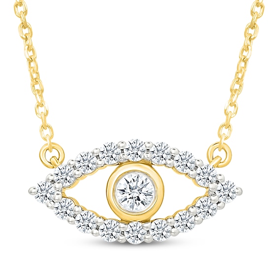 KAY Lab-Grown Diamonds Evil Eye Necklace 1/3 ct tw 24K Yellow Gold Vermeil Sterling Silver 18"