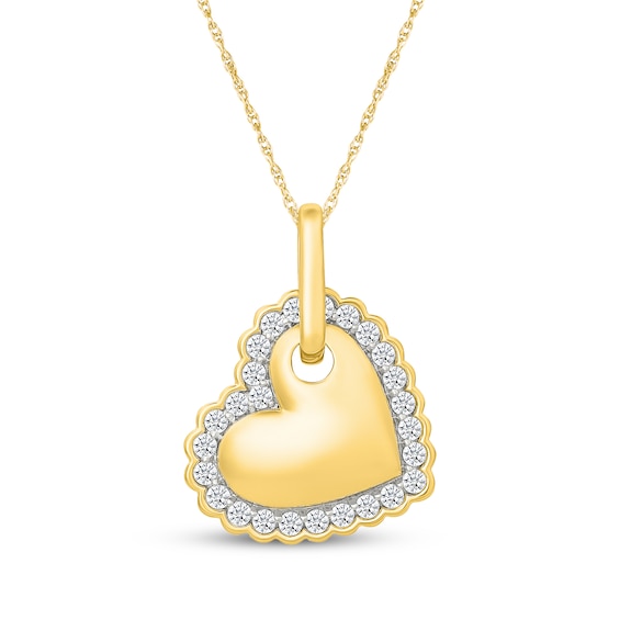 KAY Lab-Grown Diamonds Tilted Puffed Heart Necklace 1/2 ct tw 24K Yellow Gold Vermeil Sterling Silver 18"