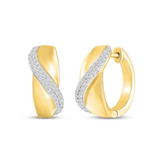 KAY Lab-Grown Diamonds Double-Row Swirl Hoop Earrings 3/8 ct tw 24K Yellow Gold Vermeil Sterling Silver