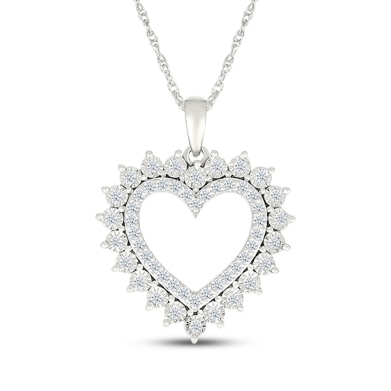 KAY Lab-Grown Diamonds Starburst Heart Necklace 1/3 ct tw Sterling Silver 18"