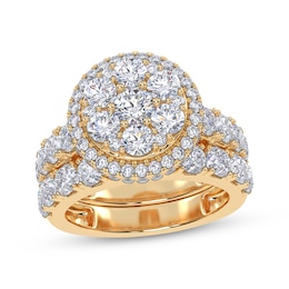Adore Lab-Grown Diamonds Round-Cut Multi-Stone Bridal Set 2 ct tw 14K Yellow Gold