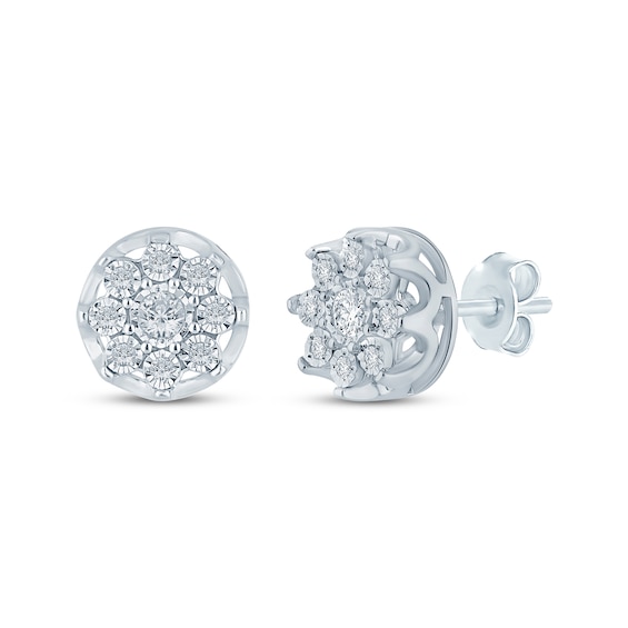 Men's Multi-Diamond Stud Earrings 1/6 ct tw Sterling Silver