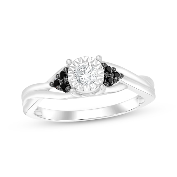 Black & White Diamond Promise Ring 1/5 ct tw Sterling Silver