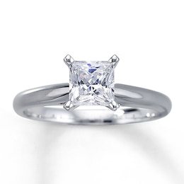 Diamond Solitaire Ring 1 carat Princess-cut 14K White Gold