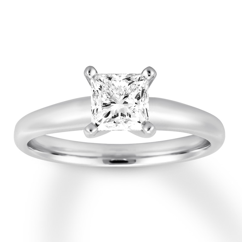 Colorless Diamond Solitaire 1 ct Princess-cut 14K White Gold (F/I1)