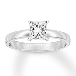 Certified Diamond Solitaire 3/4 ct Princess-cut 14K White Gold (I/SI2)
