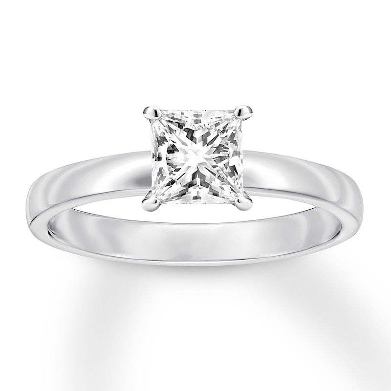 Main Image 1 of Certified Diamond Solitaire 3/4 ct Princess-cut 14K White Gold (I/SI2)