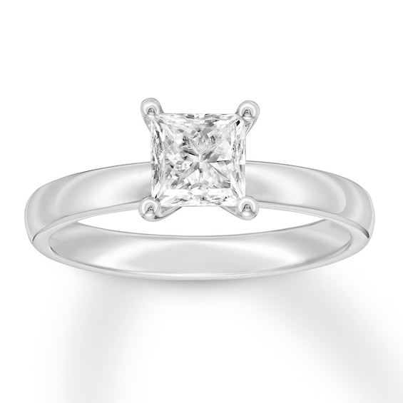 Certified Diamond Solitaire 1 ct Princess-cut 14K White Gold