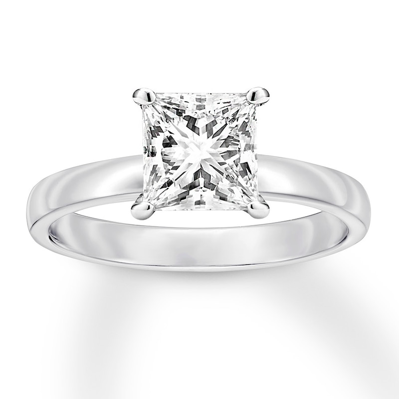Main Image 1 of Certified Diamond Solitaire 1-1/2 ct Princess 14K White Gold (I/SI2)