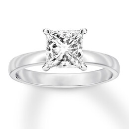 Certified Diamond Solitaire 1-1/2 ct Princess 14K White Gold (I/SI2)