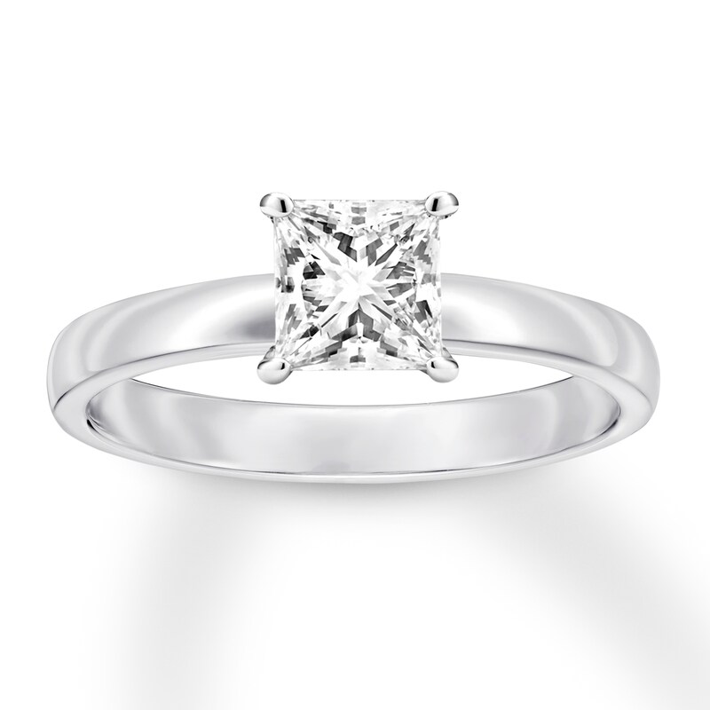 Main Image 1 of Certified Diamond Solitaire 3/4 ct Princess-cut 14K White Gold (I/SI2)