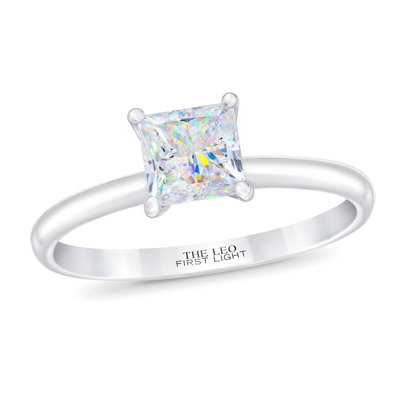 Main Image 1 of THE LEO First Light Diamond Princess-Cut Solitaire Engagement Ring 1 ct tw 14K White Gold