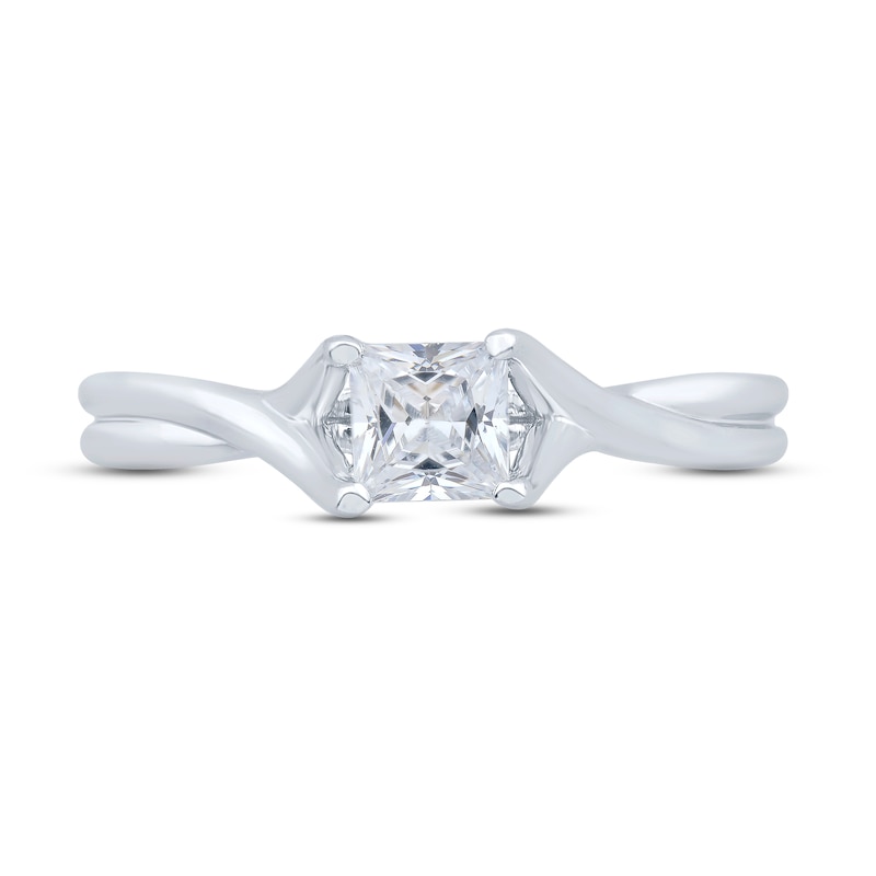 The Kiss Diamond Solitaire GSI Engagement Ring 3/4 ct tw Princess-cut Platinum