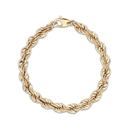 Hollow Rope Chain Bracelet 10K Yellow Gold 8&quot;