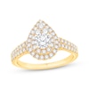 Thumbnail Image 0 of Diamond Double Teardrop Frame Engagement Ring 1-1/8 ct tw 14K Yellow Gold