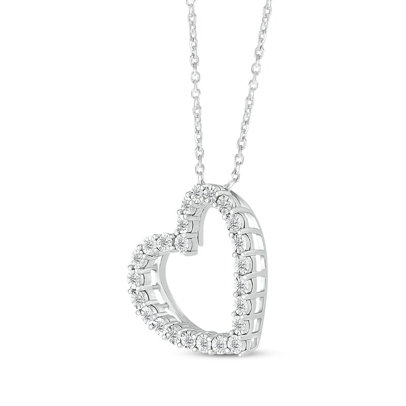Main Image 2 of Diamond Tilted Heart Necklace 1/10 ct tw Sterling Silver 18"