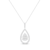 Thumbnail Image 0 of Unstoppable Love Baguette & Round-Cut Multi-Diamond Teardrop Necklace 1/2 ct tw 10K White Gold 19"