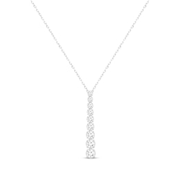 Lab-Created Diamonds by KAY Graduated Linear Drop Necklace 1 ct tw 14K White Gold 18”