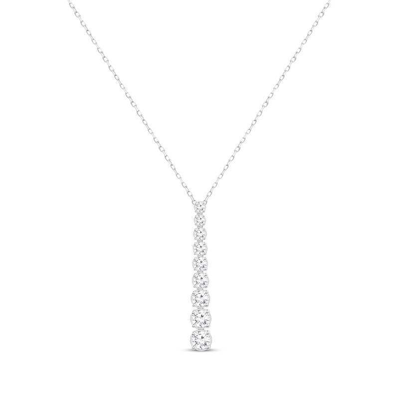 Main Image 1 of KAY Lab-Grown Diamonds Graduated Linear Drop Necklace 1 ct tw 14K White Gold 18”