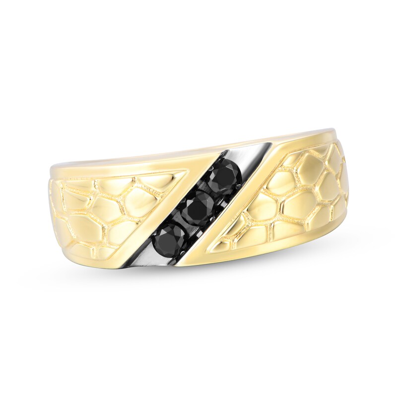 Men’s Round-Cut Black Diamond Anniversary Band 1/4 ct tw 10K Yellow Gold