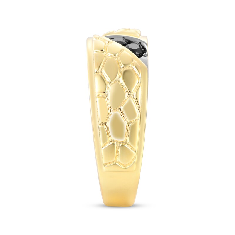 Men’s Round-Cut Black Diamond Anniversary Band 1/4 ct tw 10K Yellow Gold