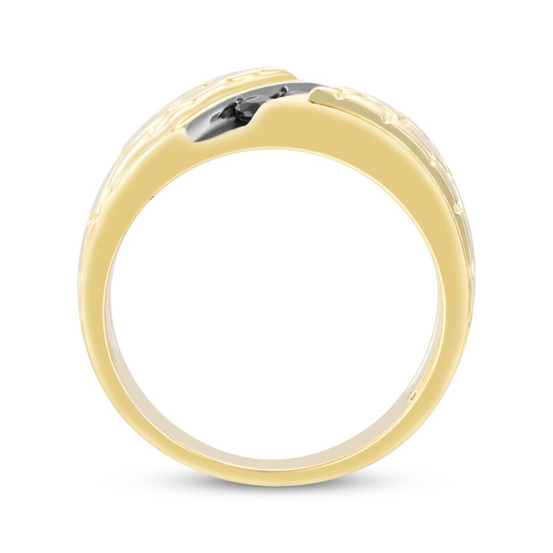 Men’s Round-Cut Black Diamond Anniversary Band 1/4 ct tw 10K Yellow Gold