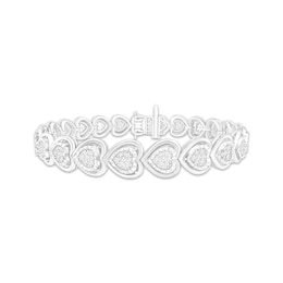 Round-Cut Multi-Diamond Center Heart Link Bracelet 1 ct tw Sterling Silver 7.25”