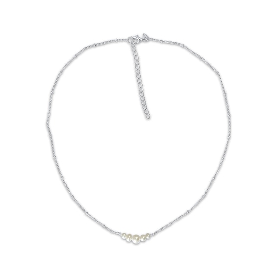 Cultured Pearl Beaded Necklace Sterling Silver 16