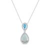 Thumbnail Image 0 of Pear-Shaped Swiss Blue Topaz, Lab-Created Opal, & White Lab-Created Sapphire Necklace Sterling Silver 18"